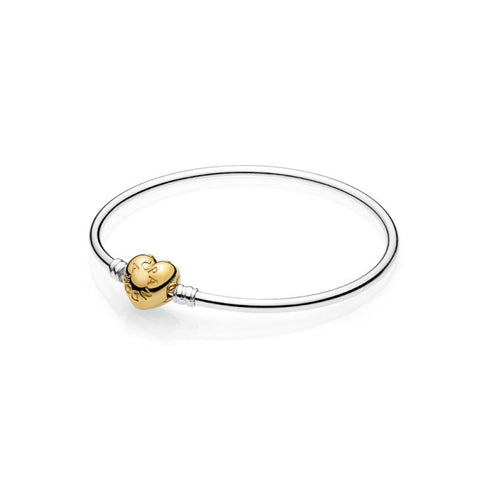 Pandora Bangle In Sterling Silver With Pandora Shine Heart