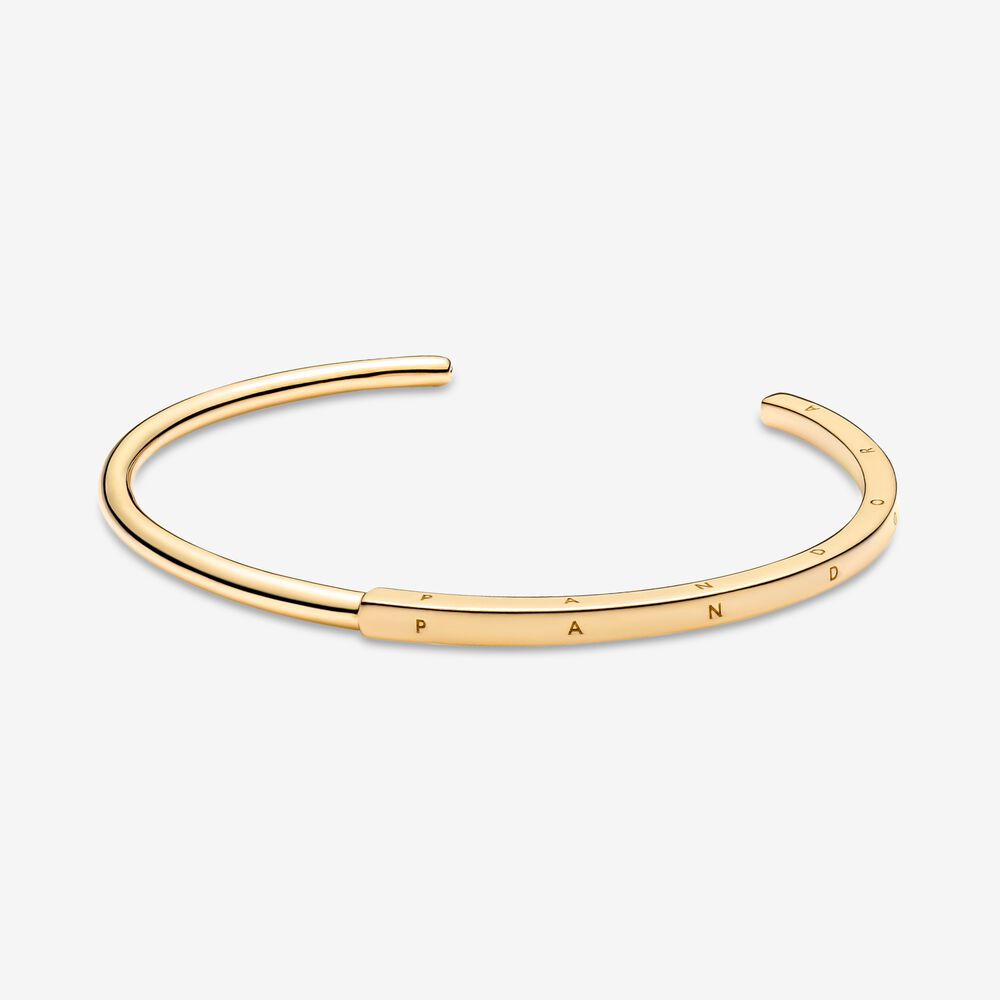 Pandora logo 14k gold-plated open bangle