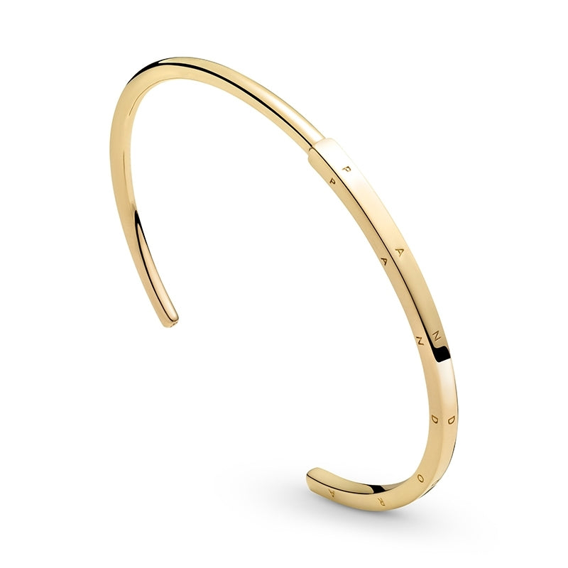 Pandora logo 14k gold-plated open bangle
