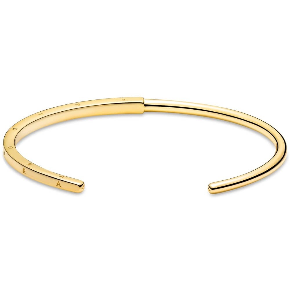 Pandora logo 14k gold-plated open bangle