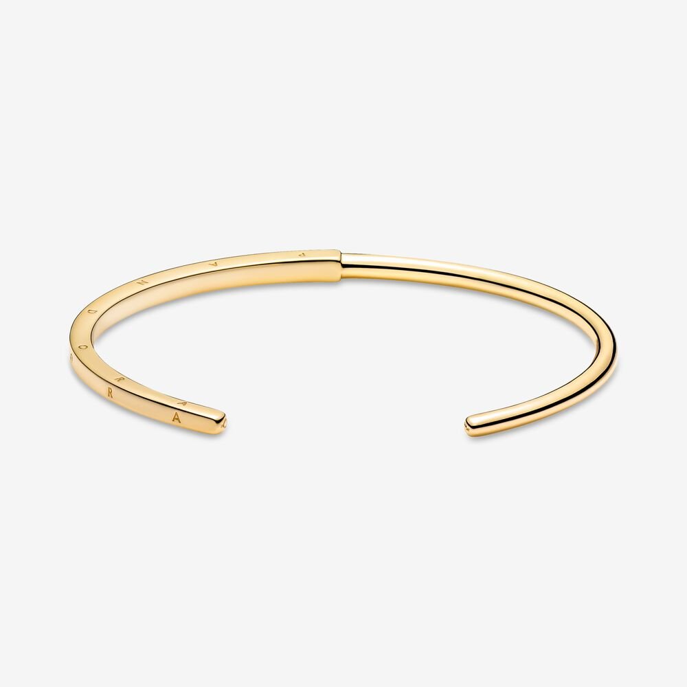 Pandora logo 14k gold-plated open bangle