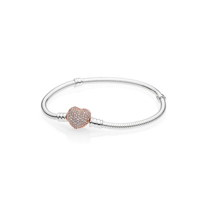 Pandora Bracelet In Sterling Silver With Heart-Shaped