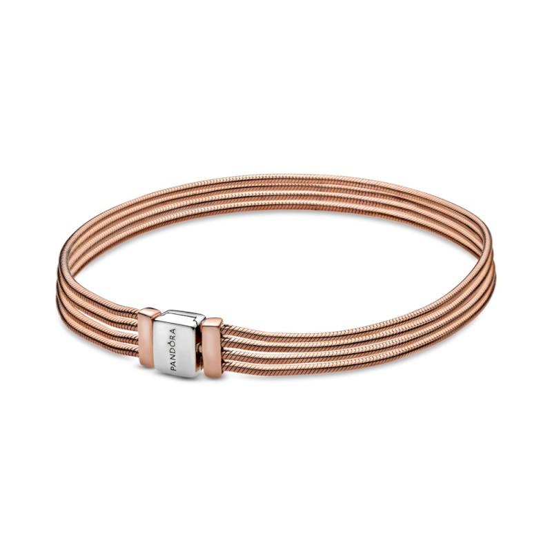 Pandora Multi snake chain 14k rose gold-plated and sterling silver bracelet