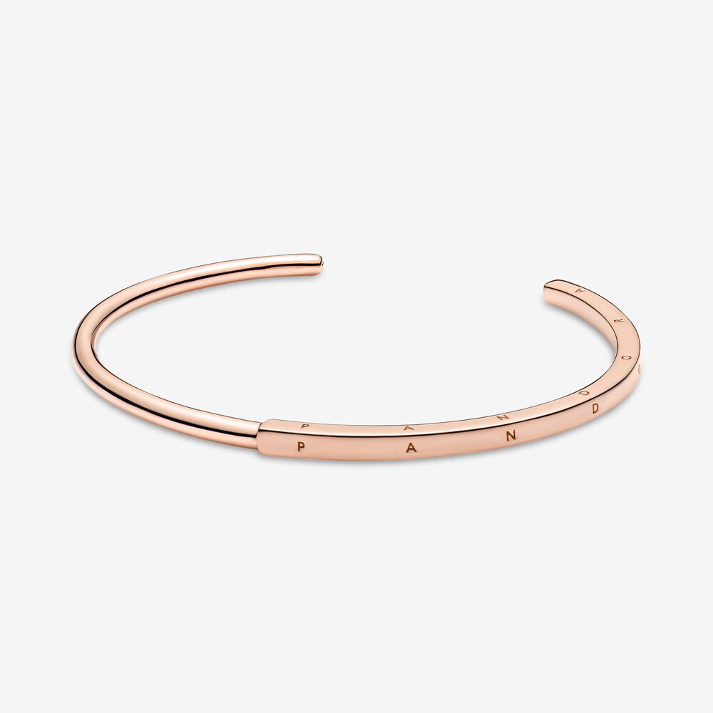 Pandora Signature I-D Rose Gold-plated Open Bangle