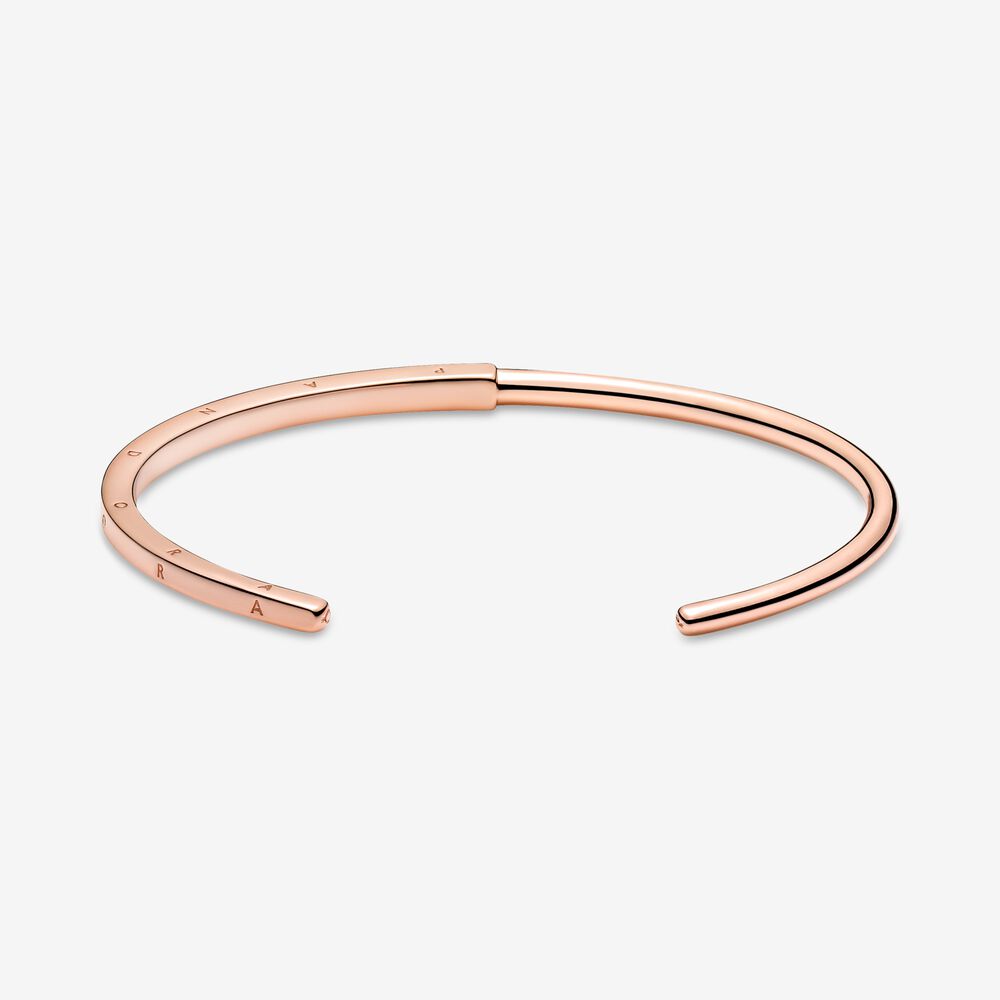 Pandora Signature I-D Rose Gold-plated Open Bangle