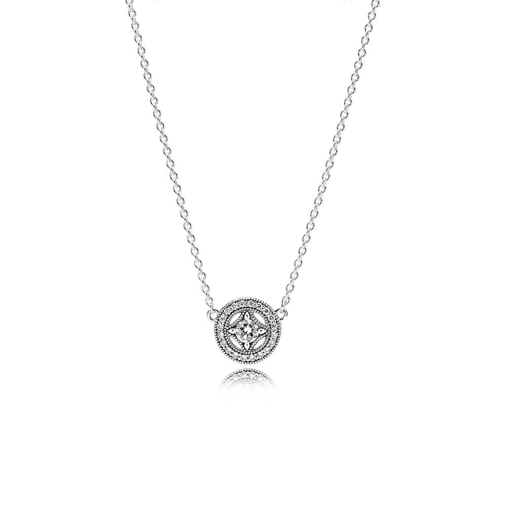 Pandora Silver Necklace With Clear Cubic Zirconia 45 Cm / 17.7 In