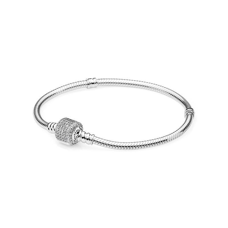 Pandora Sterling Silver Bracelet With Clear Cubic Zirconia