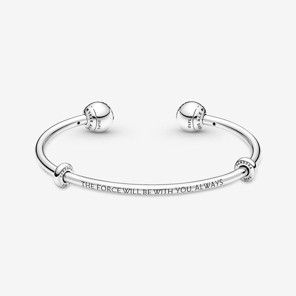 Pandora Moments Star Wars Light &amp; Dark Side Logo Open Bangle