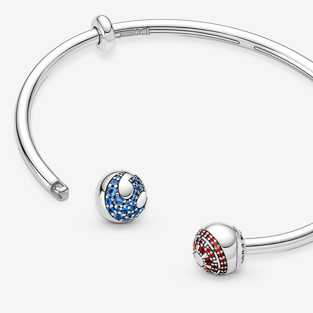 Pandora Moments Star Wars Light &amp; Dark Side Logo Open Bangle