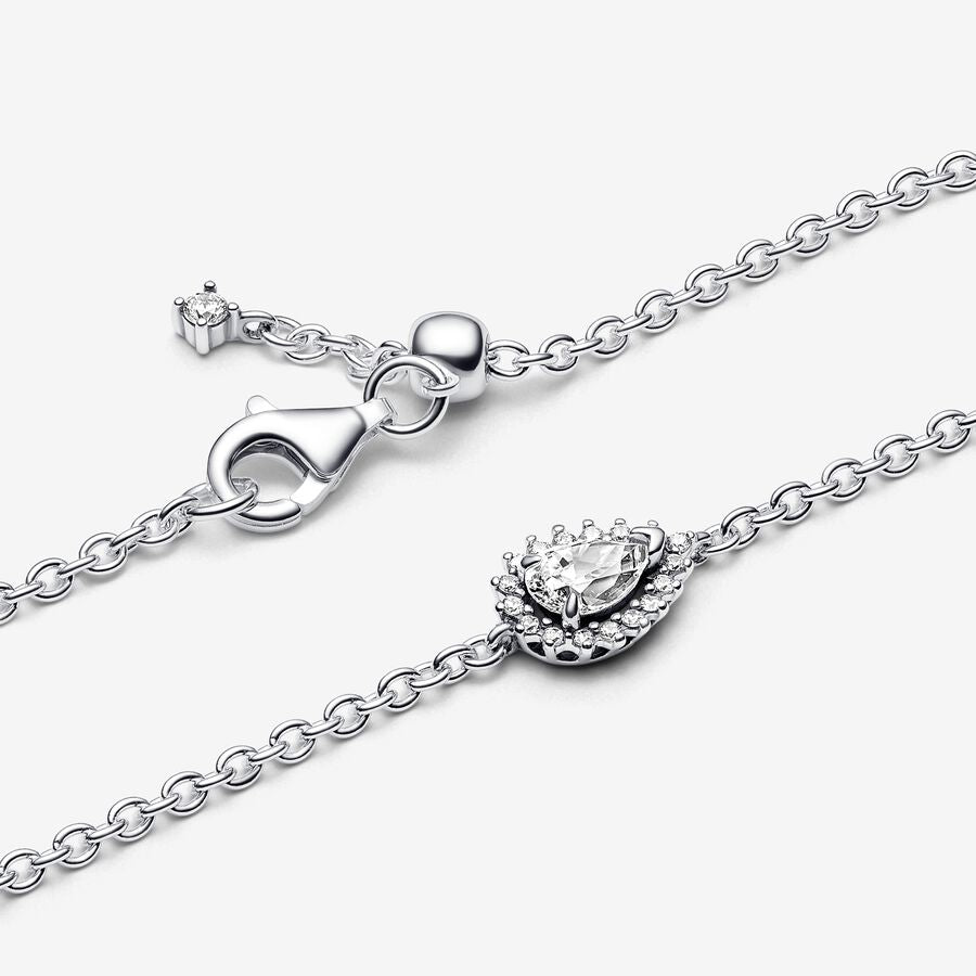 Pandora Sparkling Pear Halo Chain Bracelet