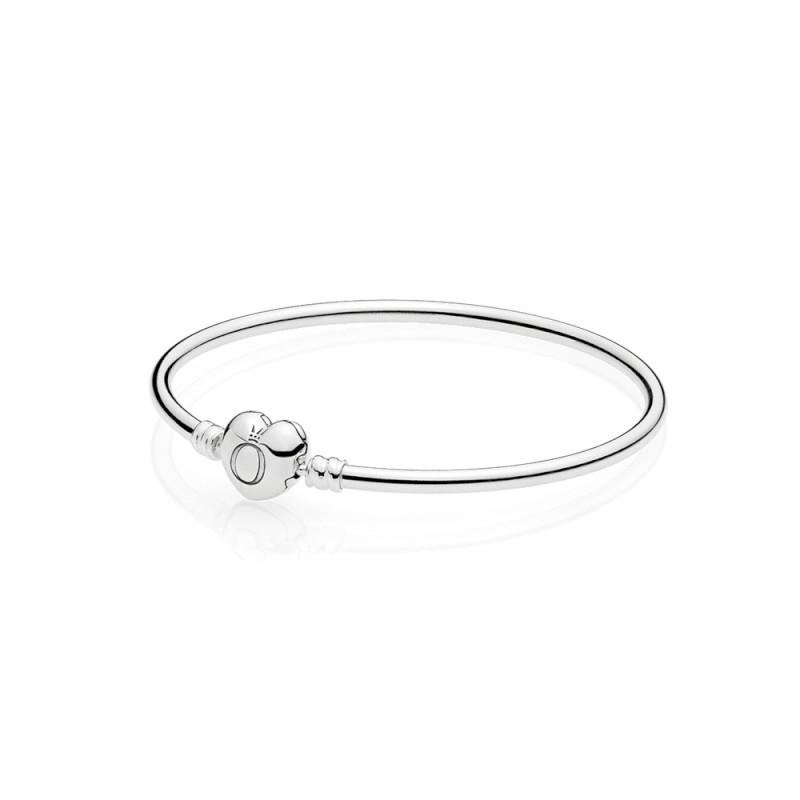 Pandora Bangle In Sterling Silver With Heart-Shaped Clasp
