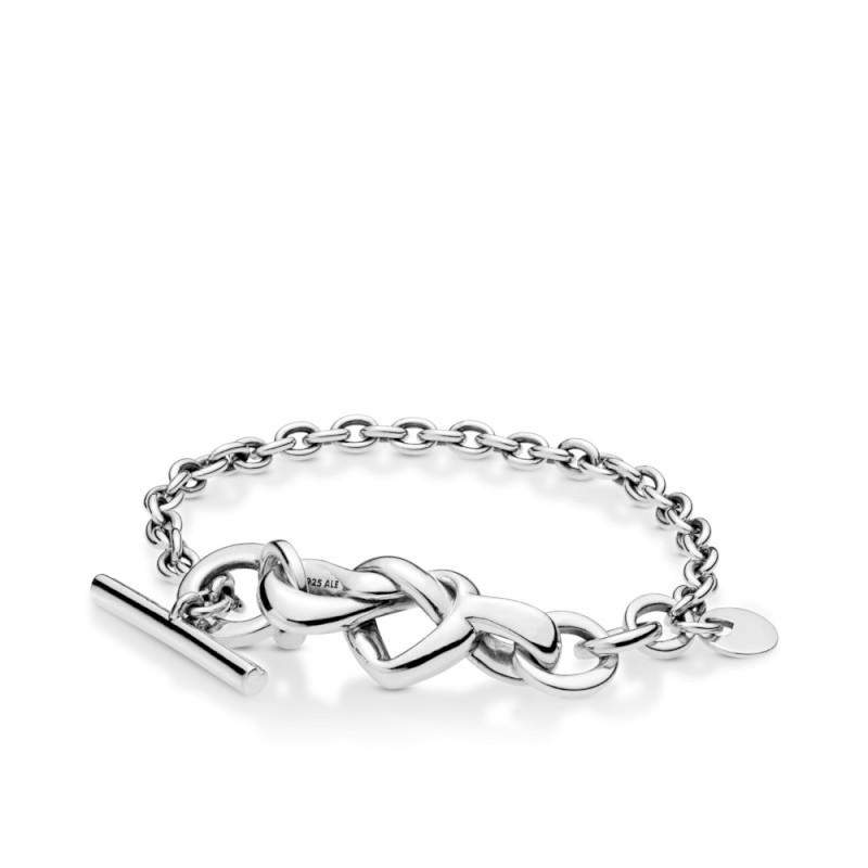 Pandora Knotted Hearts Silver T- Bar Bracelet