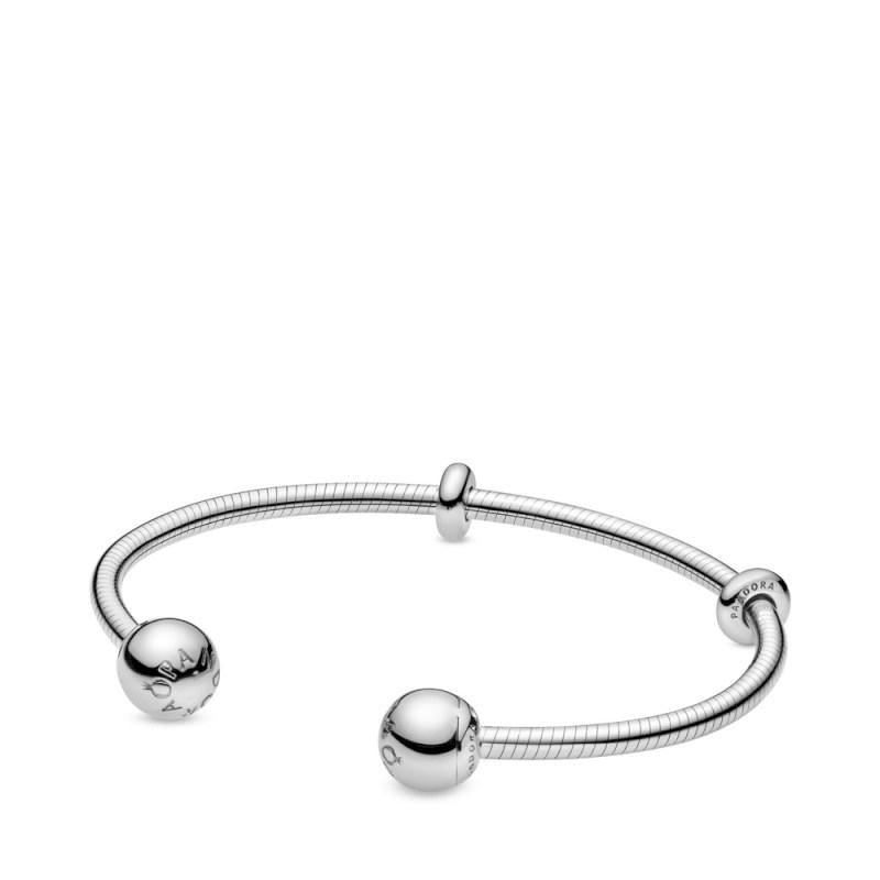 Pandora Sterling Silver Open Bangle With Silicone
