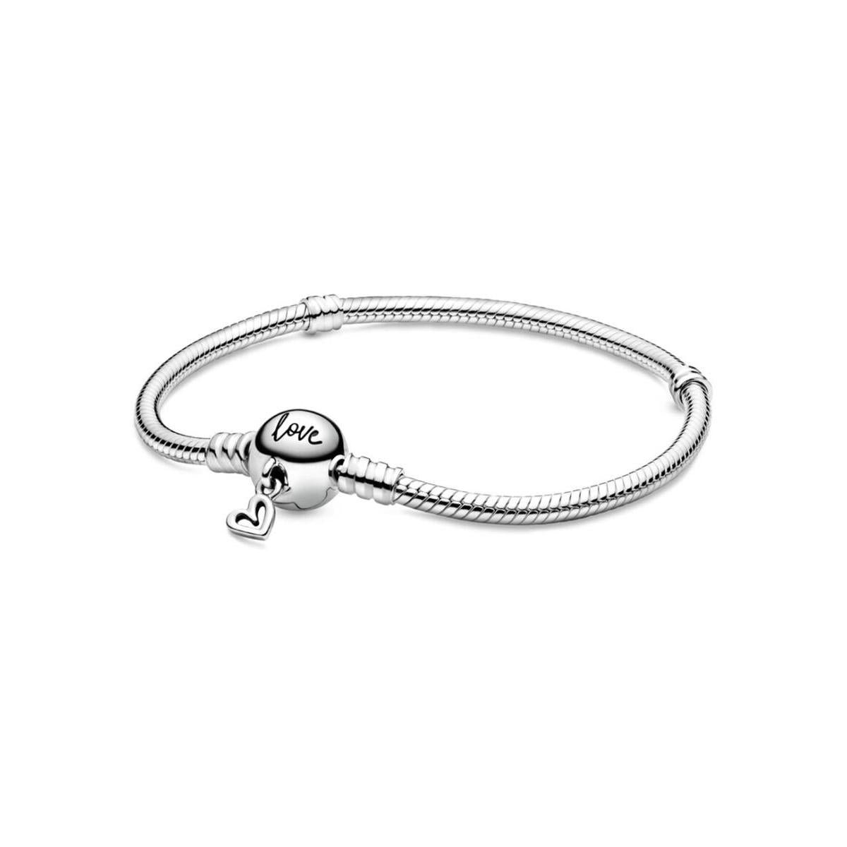 Pandora Moments Freehand Heart Clasp Snake Chain Bracelet