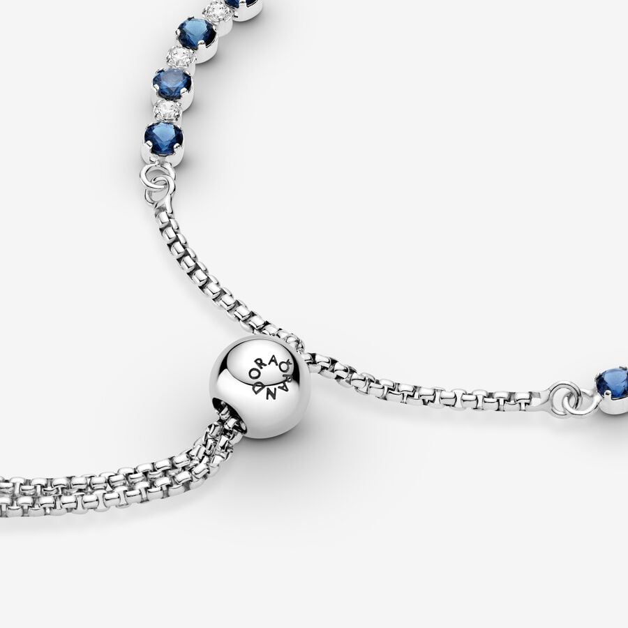 Pandora Blue and Clear Sparkle Slider Bracelet