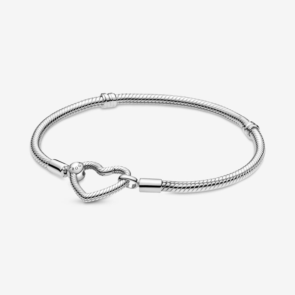 Pandora Moments Heart Closure Snake Chain Bracelet 599539C00