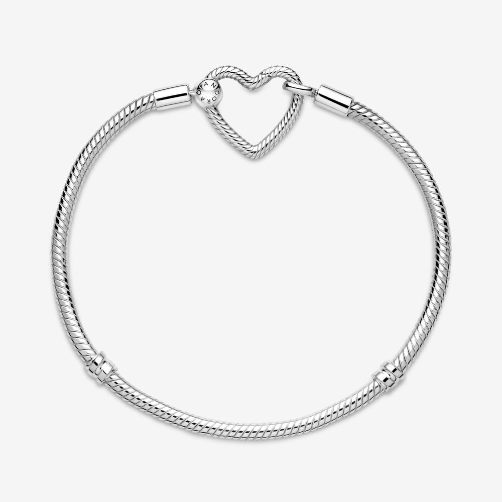 Pandora Moments Heart Closure Snake Chain Bracelet 599539C00