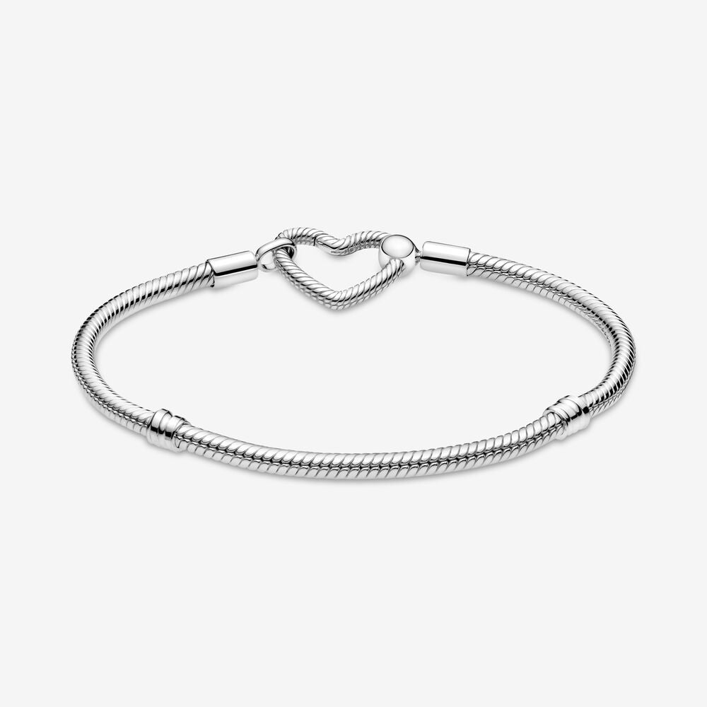  Pandora Moments Heart Closure Snake Chain Bracelet 599539C00