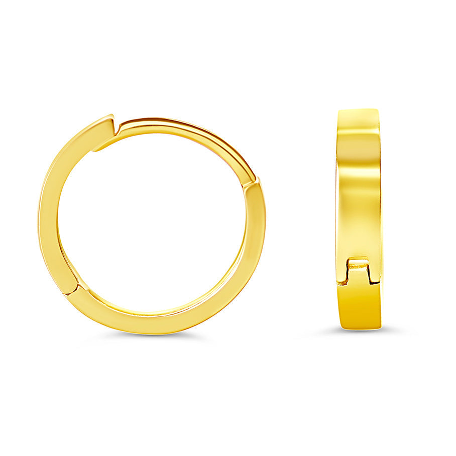 10K Yellow Gold Plain SM Satin Finish Mini Huggies Earrings