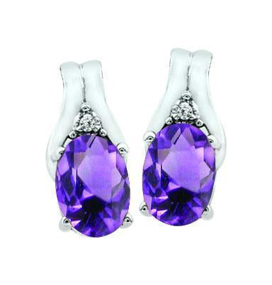 February Birthstone Earring with Diamond Accent set in 10K White Gold 84190210