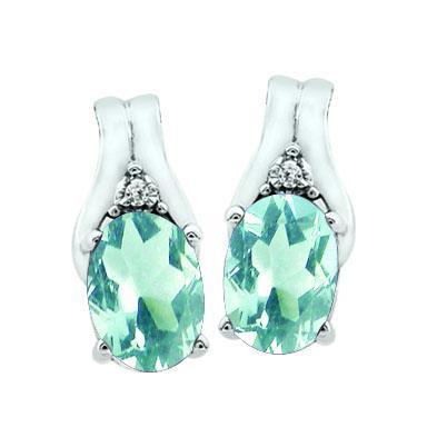 March Birthstone Earring with Diamond Accent set in 10K White Gold 84190310