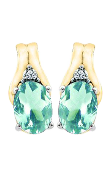 March Birthstone Earring with Diamond Accent set in 10k Yellow gold 84190320