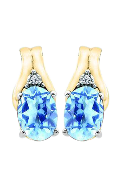 December Birthstone Earring with Diamond Accent set in 10k Yellow gold