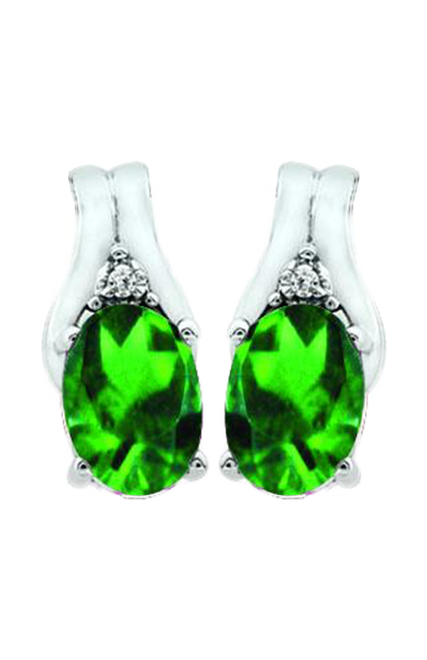 May Birthstone Earring with Diamond Accent set in 10K White Gold 84190510