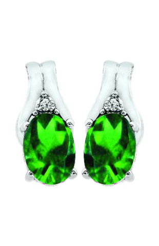May Birthstone Earring with Diamond Accent set in 10K White Gold 84190510