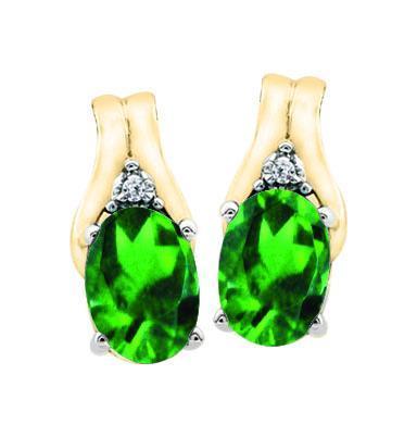 May Birthstone Earring with Diamond Accent set in 10k Yellow gold 84190520