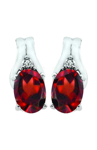 January Birthstone Earring with Diamond Accent set in 10K White Gold 84190110