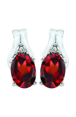 January Birthstone Earring with Diamond Accent set in 10K White Gold 84190110