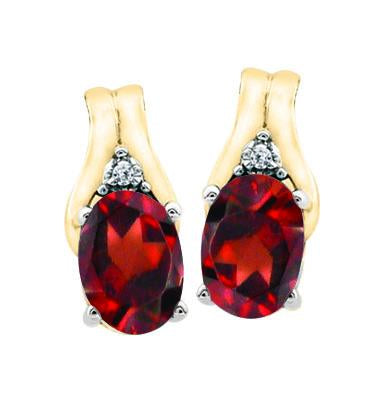 January Birthstone Earring with Diamond Accent set in 10k Yellow gold 84190120