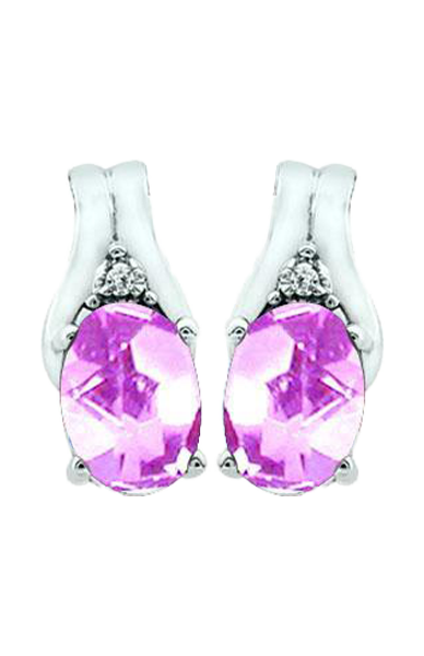 October Birthstone Earring with Diamond Accent set in 10K White Gold 84191010