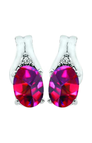 July Birthstone Earring with Diamond Accent set in 10K White Gold 84190710