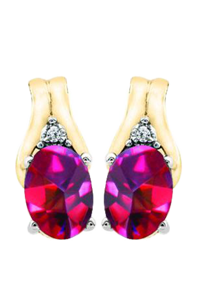 July Birthstone Earring with Diamond Accent set in 10k Yellow gold 84190720