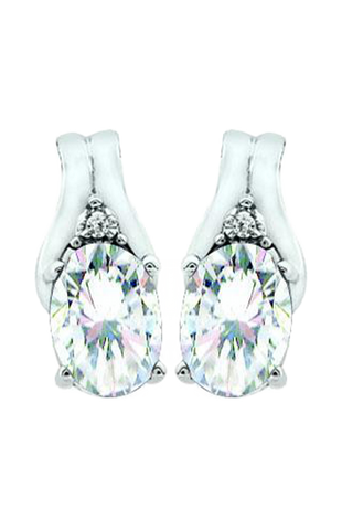 April Birthstone Earring with Diamond Accent set in 10K White Gold 84190410