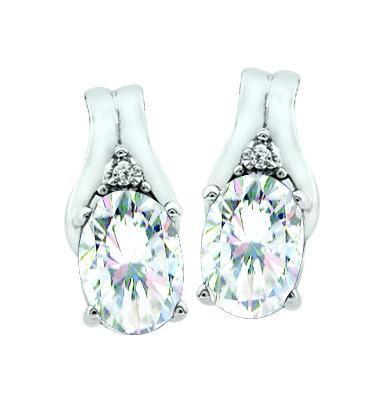 Canadian Diamond Solitaire Earrings in Tension Set in 14K White Gold