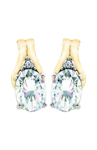 April Birthstone Earring with Diamond Accent set in 10k Yellow gold 84190420