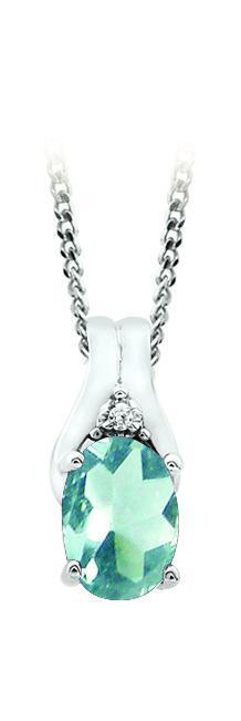 March Birthstone Pendant with Diamond Accent set in 10K White Gold
