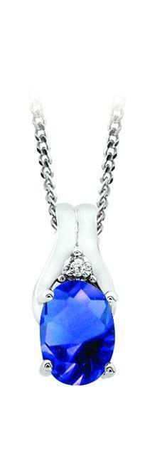 September Birthstone Pendant with Diamond Accent set in 10K White Gold