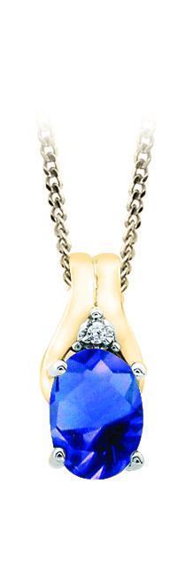 September Birthstone Pendant with Diamond Accent set in 10K Yellow gold