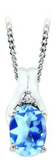 December Birthstone Pendant with Diamond Accent set in 10K White Gold