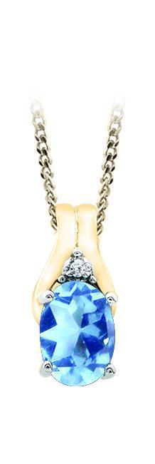 December Birthstone Pendant with Diamond Accent set in 10K Yellow gold