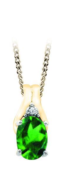 May Birthstone Pendant with Diamond Accent set in 10K White Gold