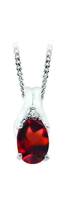 January Birthstone Pendant with Diamond Accent set in 10K White Gold