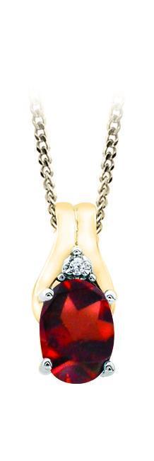January Birthstone Pendant with Diamond Accent set in 10K Yellow gold