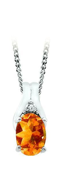 November Birthstone Pendant with Diamond Accent set in 10K White Gold