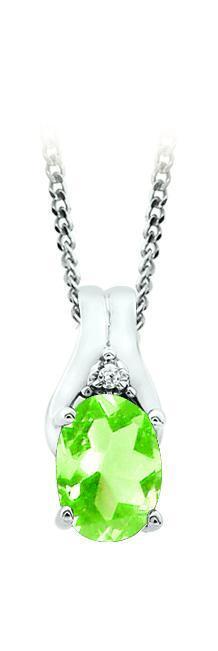 August Birthstone Pendant with Diamond Accent set in 10K White Gold