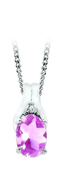 October Birthstone Pendant with Diamond Accent set in 10K White Gold